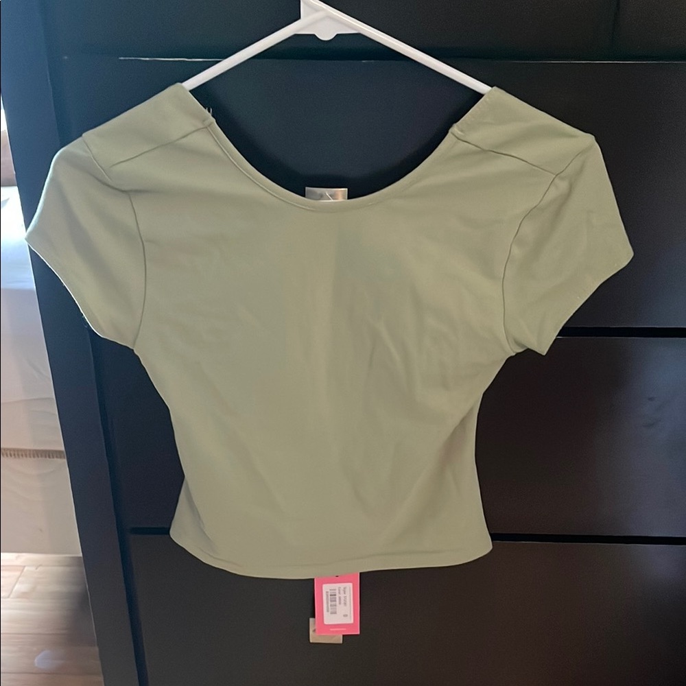 Edikted Sage Green Short Sleeve Top